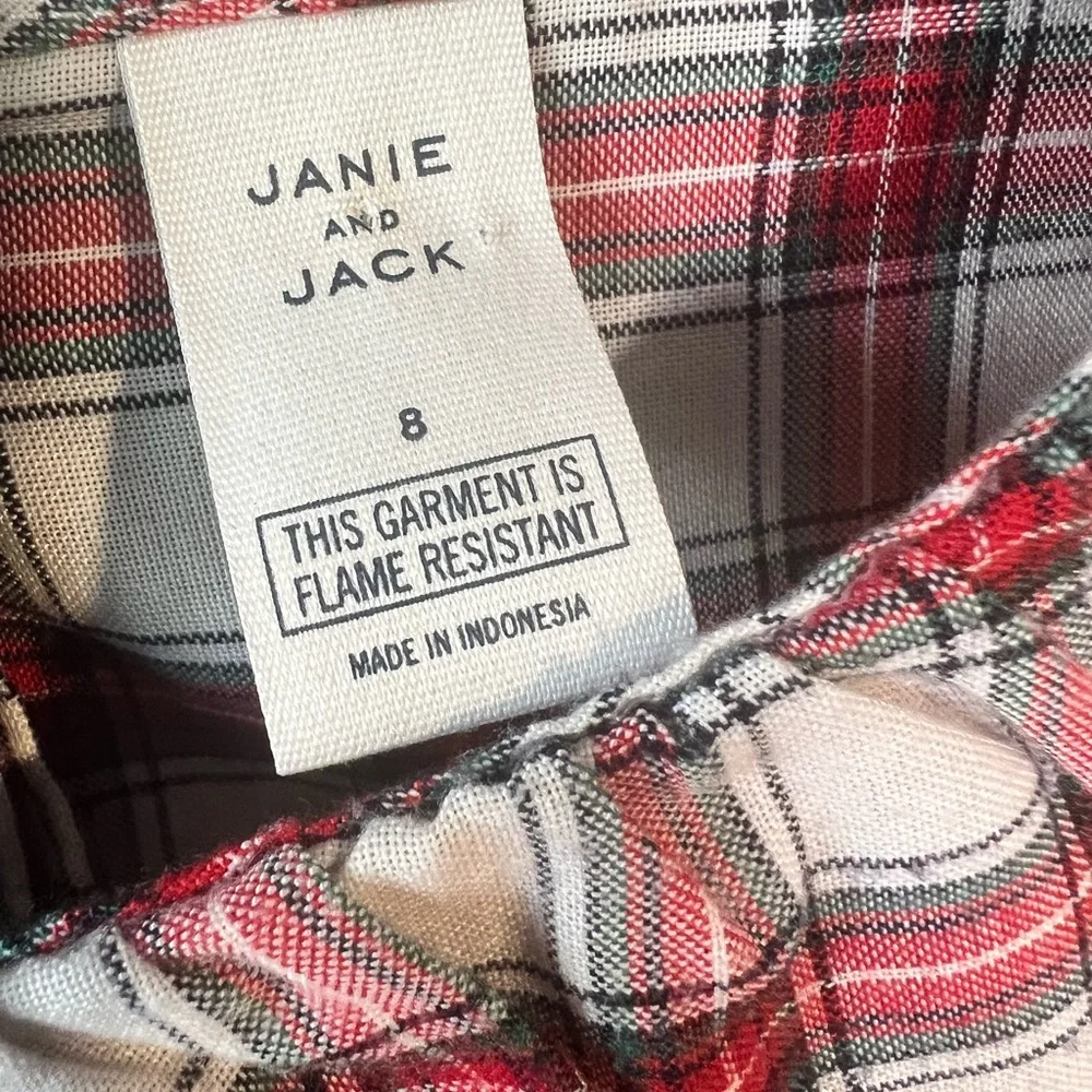 Janie and Jack Girl Goodnight Red White Plaid Nightgown Size 8 Christmas Holiday - Picture 3 of 6